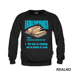 Abibliophobia - The Fear Of Running Out Of Books To Read - Open - Blue - Books - Čitanje - Knjige - Majica