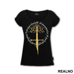 Sword Of The King, The White Tree Of Gondor And Ring Of Power - Lord Of The Rings - LOTR - Majica
