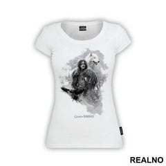 Jon Snow, Ghost And Crow - Game Of Thrones - GOT - Majica