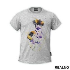 Bees And Purple Flowers - Art - Majica
