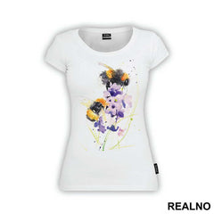 Bees And Purple Flowers - Art - Majica