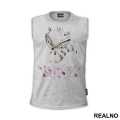 Cute Racoon With Pink Flowers - Art - Majica