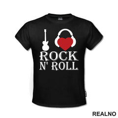 I Love Rock N' Roll - Guitar And Headphones - Muzika - Majica