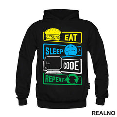 Eat, Sleep, Code, Repeat - Colors - Geek - Majica