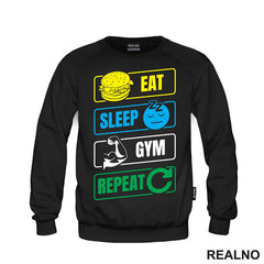 Eat, Sleep, Gym, Repeat - Symbols - Trening - Majica