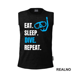 Eat, Sleep, Dive, Repeat - Blue - Diving - Ronjenje - Majica