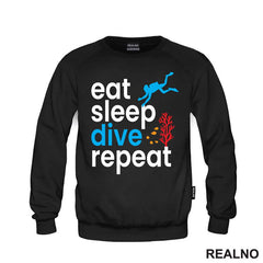 Eat, Sleep, Dive, Repeat - Coral - Diving - Ronjenje - Majica