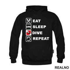 Eat, Sleep, Dive, Repeat - Red - Diving - Ronjenje - Majica
