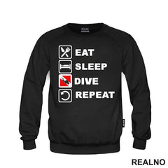 Eat, Sleep, Dive, Repeat - Red - Diving - Ronjenje - Majica