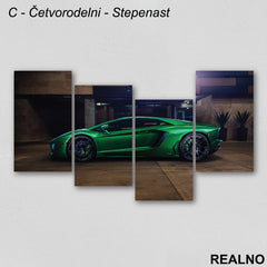 Zeleni sportski auto - Slika na platnu - Kanvas