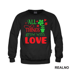 All Things Grow With Love - Green and Red - Bašta i Cveće - Majica