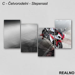 Sportski motor Yamaha belo - crveni - Slika na platnu - Kanvas