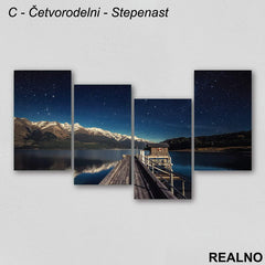 Pristanište, planine pod zvezdanim nebom - Slika na platnu - Kanvas