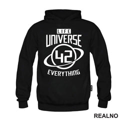 Life Universe Everything - 42 The Answer - White - The Hitchhiker's Guide to the Galaxy - Geek