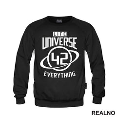 Life Universe Everything - 42 The Answer - White - The Hitchhiker's Guide to the Galaxy - Geek