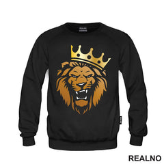 Angry Lion With Crown - Illustration - Gold - Lav - Životinje