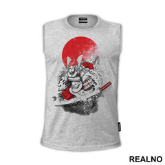 Red Moon With Waves - Samurai - Majica