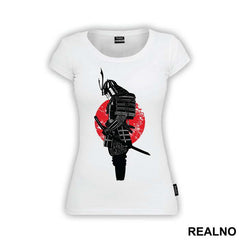 Standing Skull Samurai Red Moon - Majica
