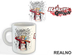 Harley Quinn Drawing And Logo - Suicide Squad - Šolja
