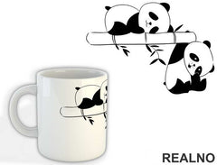 Two Pandas On A Bamboo Branch - Životinje - Šolja