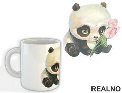 Baby Panda Holding Flowers - Životinje - Šolja