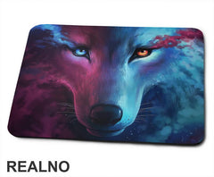 Wolf Head With Blue And Red Eye - Watercolor Painting - Vuk - Životinje - Podloga za miš