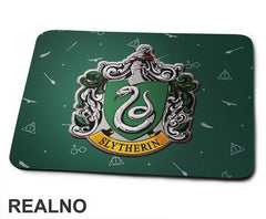 Slytherin Logo With Background Symbols - Harry Potter - Podloga za miš