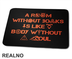 A Room Without Books Is Like Body Without A Soul - Orange - Books - Čitanje - Knjige - Podloga za miš