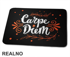 Carpe Diem With Orange Ornaments - Motivation - Quotes - Podloga za miš
