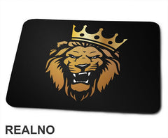 Angry Lion With Crown - Illustration - Gold - Lav - Životinje - Podloga za miš