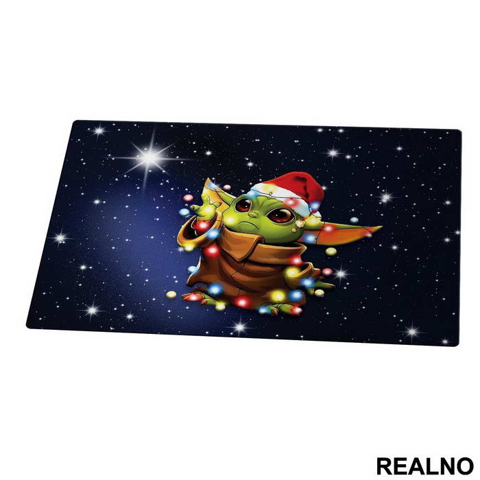 Baby Yoda Playing With Christmas Lights - Mandalorian - Star Wars - Podmetač za sto