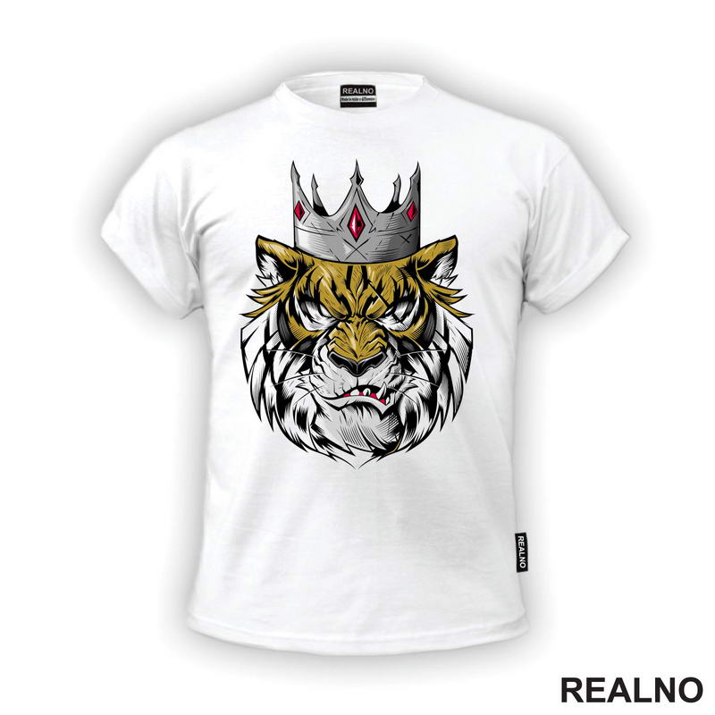 Head Tiger With Silver Crown - Tigar - Životinje - Majica