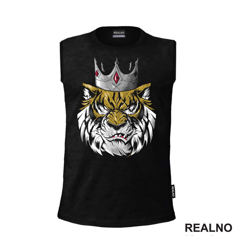 Head Tiger With Silver Crown - Tigar - Životinje - Majica