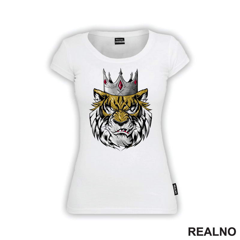 Head Tiger With Silver Crown - Tigar - Životinje - Majica