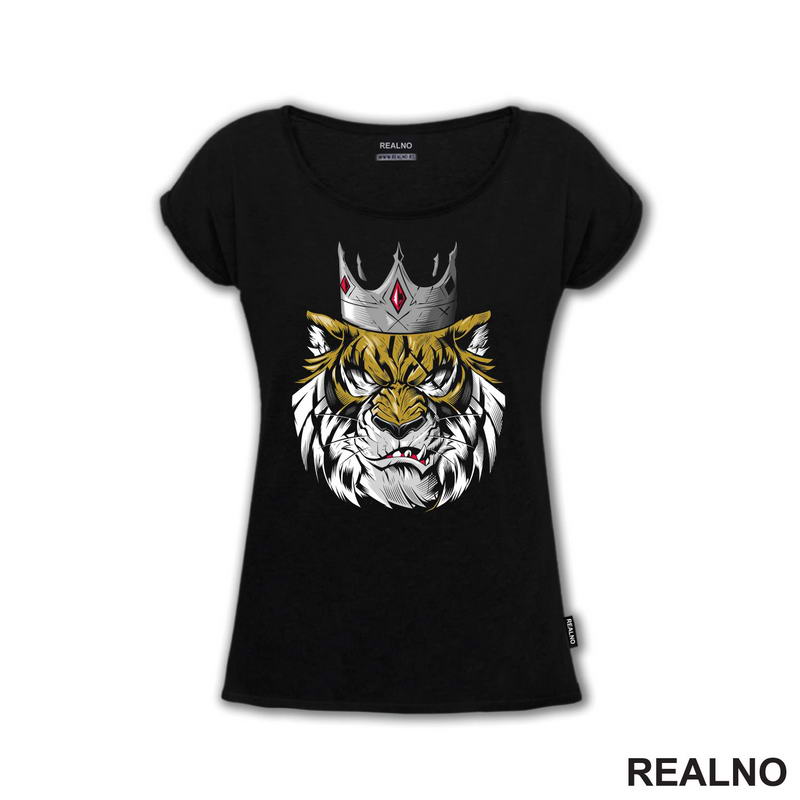 Head Tiger With Silver Crown - Tigar - Životinje - Majica