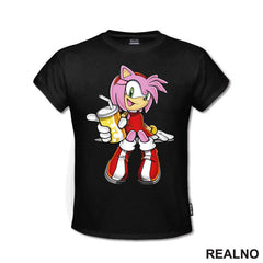 Amy Rose - Pije Sok - Sonic - Majica