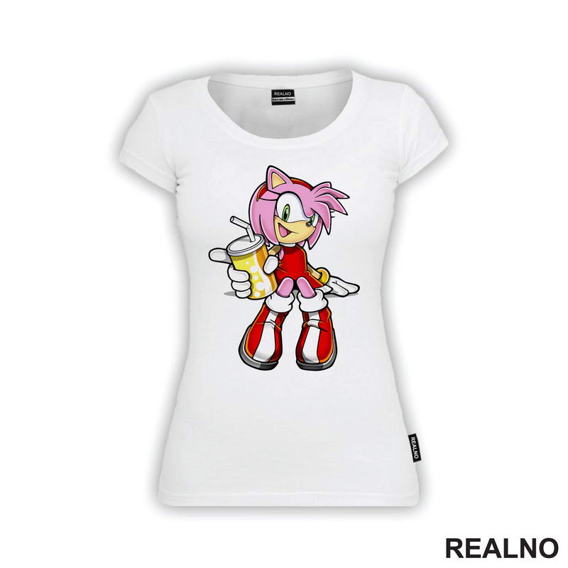 Amy Rose - Pije Sok - Sonic - Majica