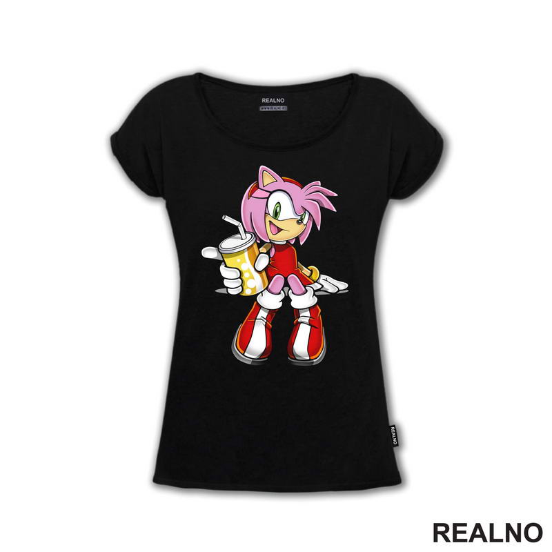 Amy Rose - Pije Sok - Sonic - Majica