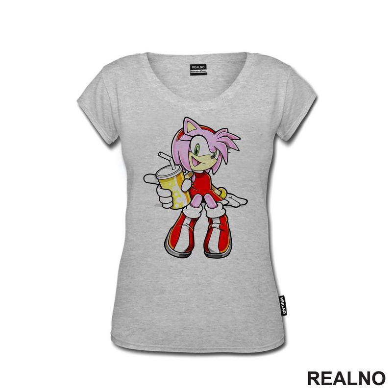 Amy Rose - Pije Sok - Sonic - Majica