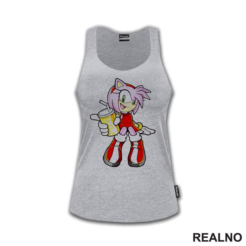Amy Rose - Pije Sok - Sonic - Majica