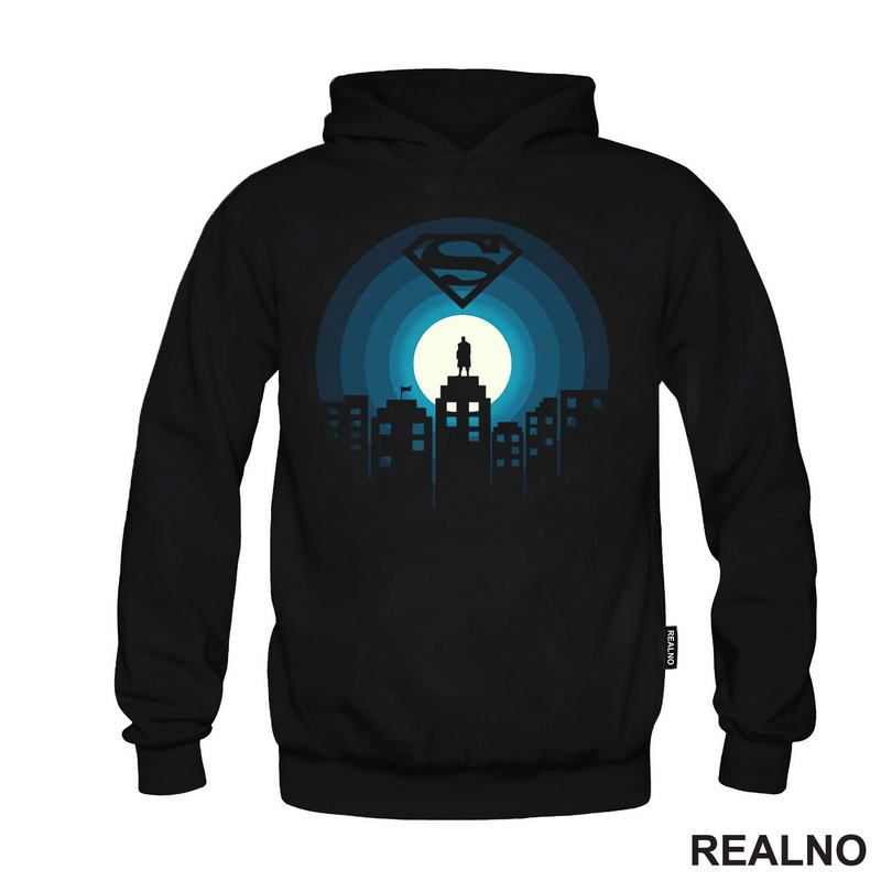 Silhouette Man In A Dark City At The Full Moon - Superman - Majica