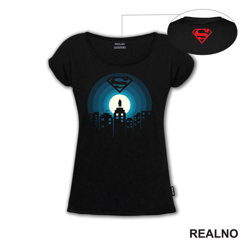 Silhouette Man In A Dark City At The Full Moon - Superman - Majica