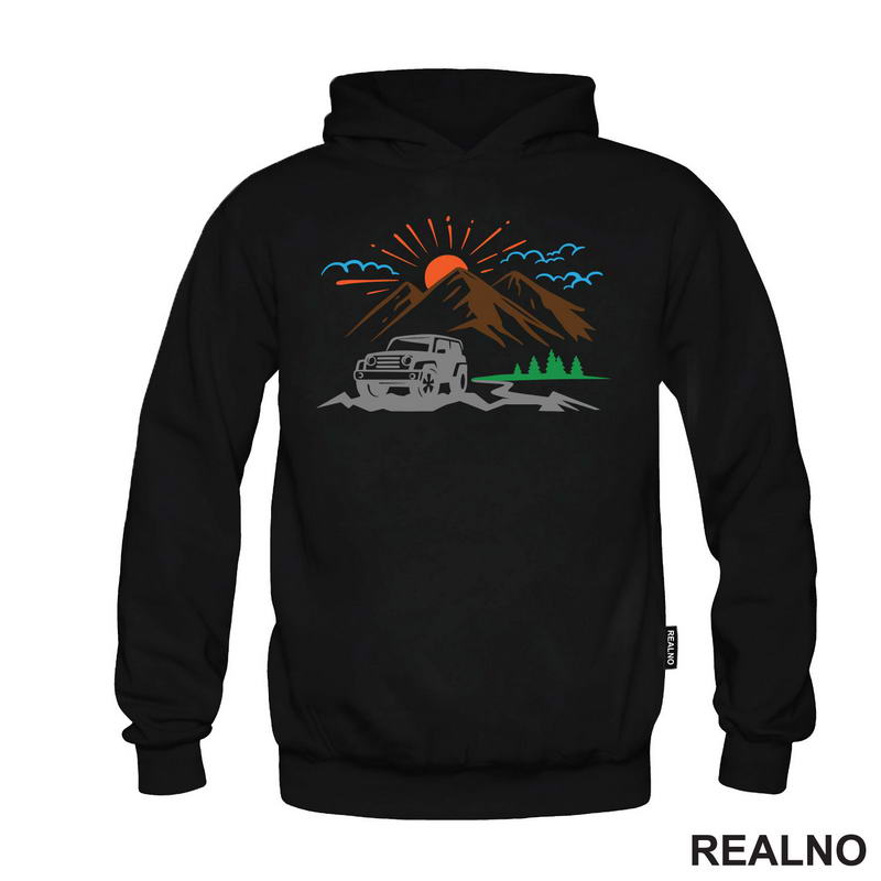 Sun, Montain And Jeep - Off Road - Majica