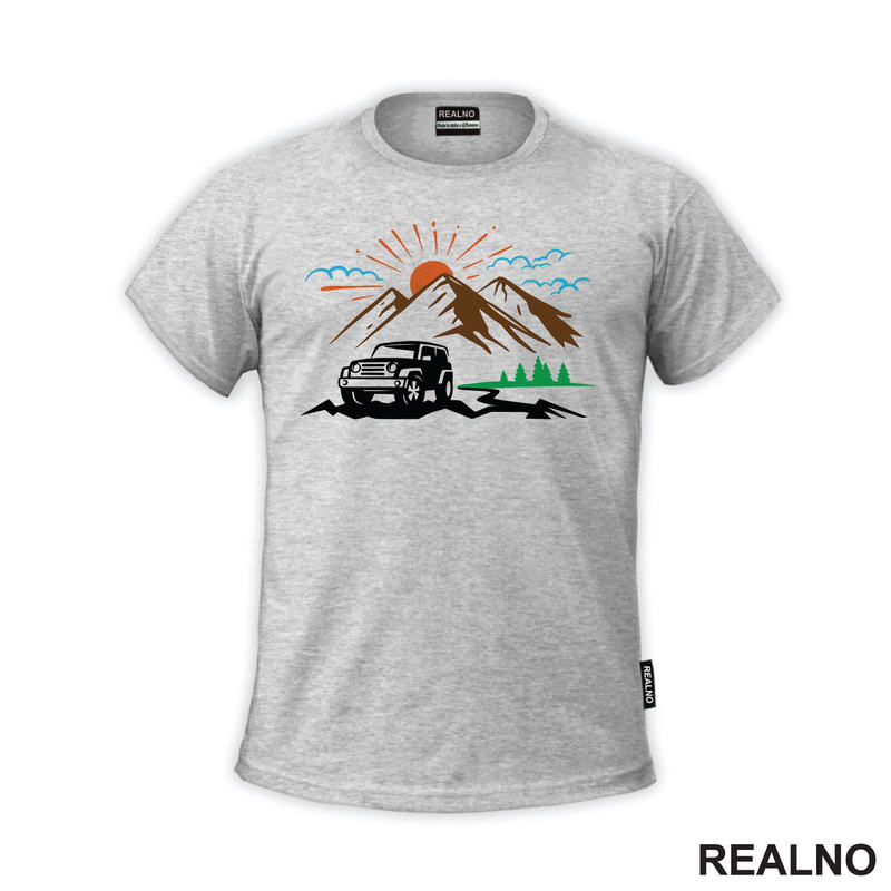Sun, Montain And Jeep - Off Road - Majica