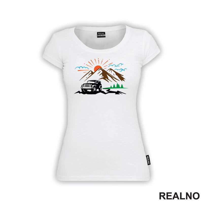 Sun, Montain And Jeep - Off Road - Majica