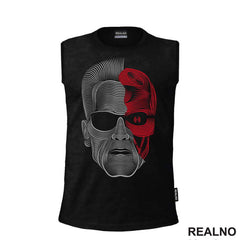 Head Terminator - Red And Silver Lines - Majica