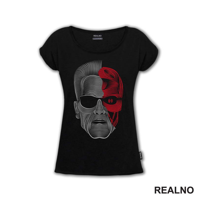 Head Terminator - Red And Silver Lines - Majica