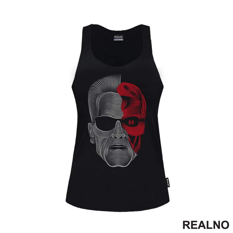 Head Terminator - Red And Silver Lines - Majica
