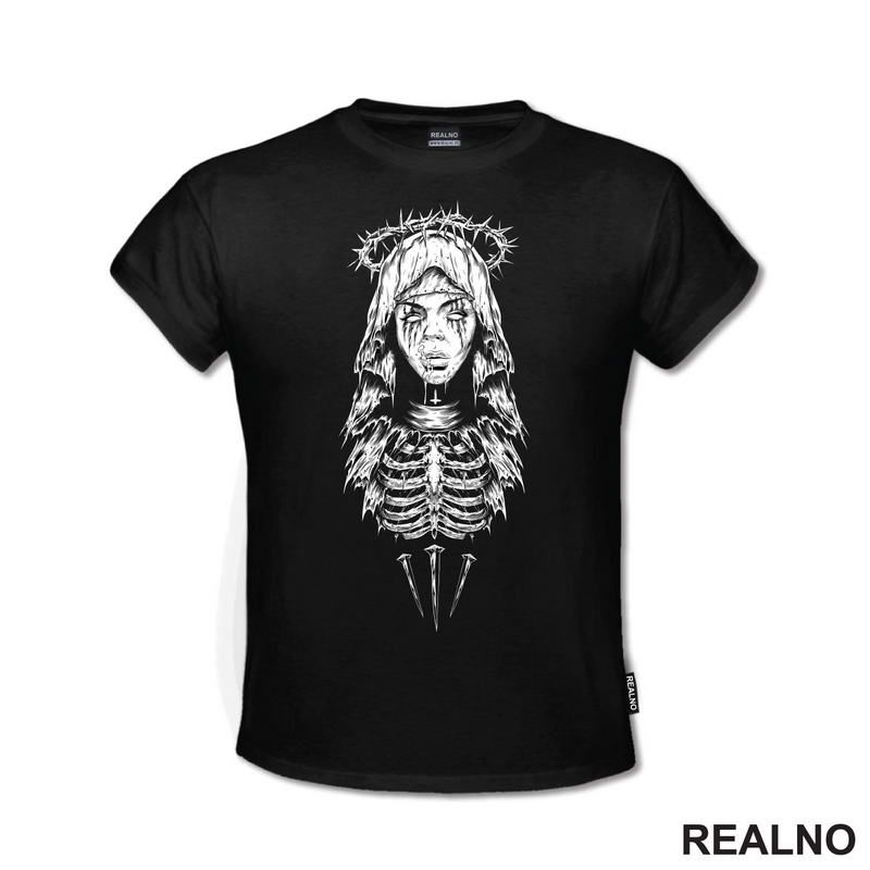 Goth Skeleton Girl With A Crown Of Thorns - Muzika - Majica