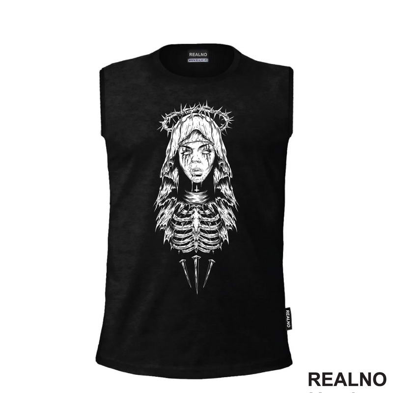 Goth Skeleton Girl With A Crown Of Thorns - Muzika - Majica